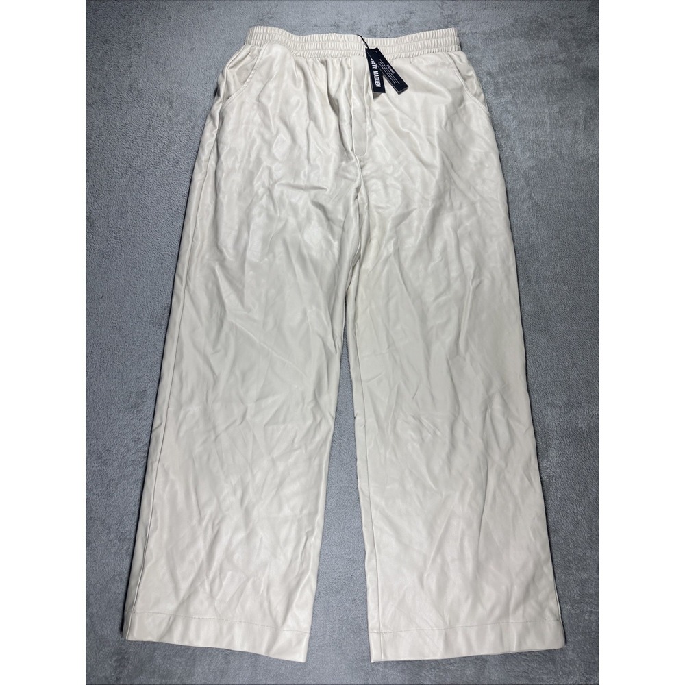 Steve‎ Madden Gilda Pant Imitation Leather Ivory Size XL NWT